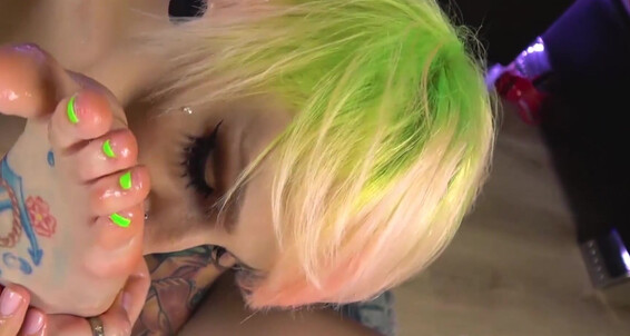 Cover Alt Girl With Brightly Painted Toenails Licks Very Slobbery Feet And Toes Helly Rite Helly Rite