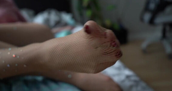 Toetallydevine - Pantyhose Pedip Rhinestone Fishnets Foot Green Nude Tease Onlyfans Nylons Tags