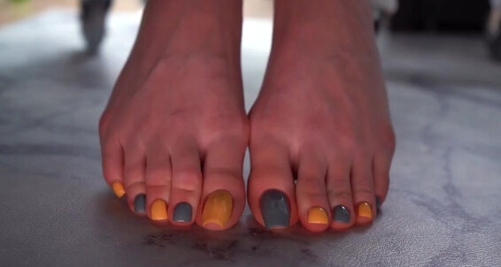 Cover Toetallydevine Onlyfans Toes Under The Desk Tags Tease Grey Pedi Yellow Pedi Multicolored Pedip
