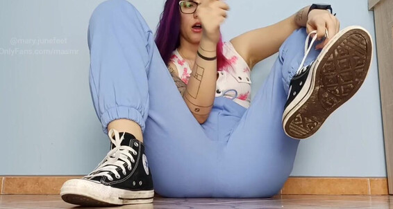 Masmr, Video: Converse 3March Slow Black Onlyfans Taking Strip Sneakers Sock With Ankle And Tease Off Foot One