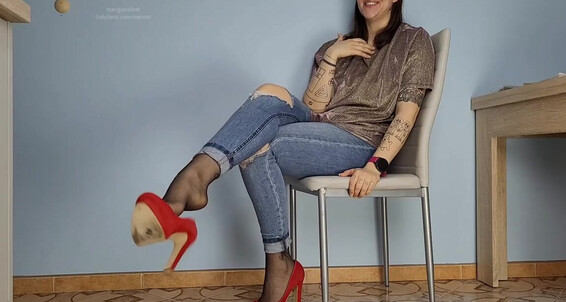 Masmr - Pumps And 5April Jeans Black Red Onlyfans Tight Shoeplay Nylons
