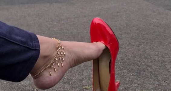 On Dangling My Shoes Street Red Feetbysherri Onlyfans High In The