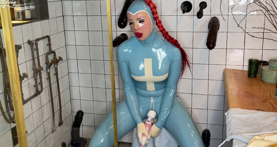 Mfetilicious - Catsuit Gloves Wearing Style Built And My Condoms Atached Light Blue With In Medical Latex