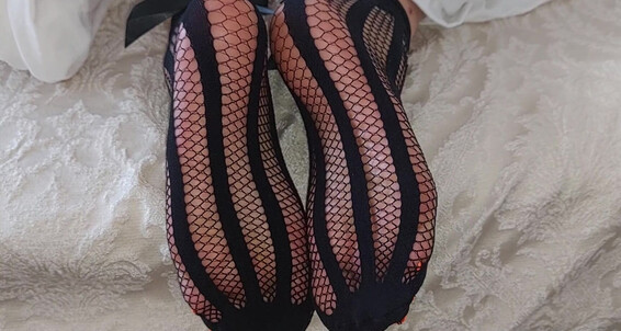 Pokeing From Sandysmallfeet While My Lo Long Black Them Are Toenails Hot They Stockings Enjoy Fishnet