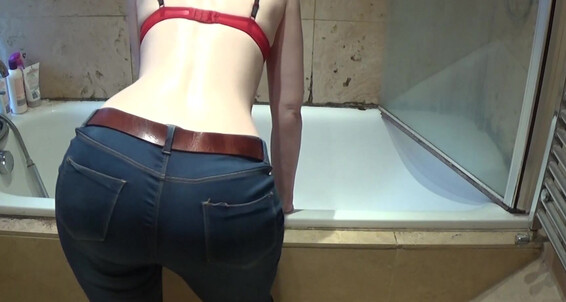 Thong Teasing Skinny Ass Jeans Blue Amp Princess In