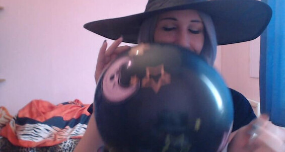 Fun Halloween Cuteblonde Blowing Balloons For