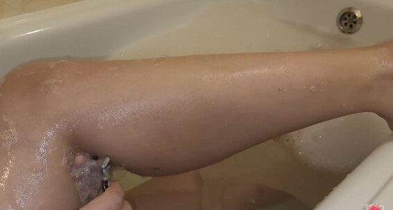 Legs Her Shaves Bathtub In Girl The